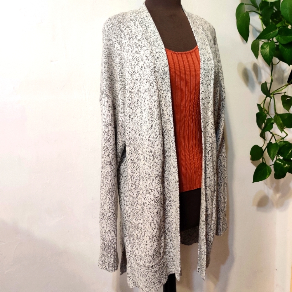 Madewell Black And White Knit Open Front Cardigan M